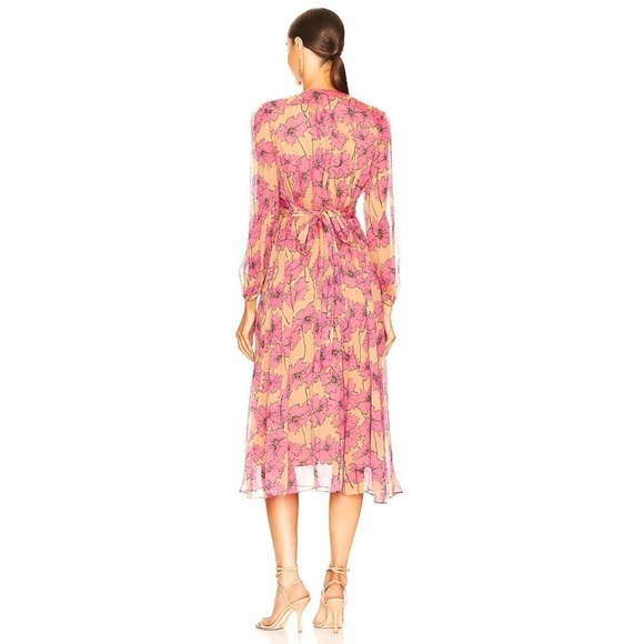Joie Kaz Silk Floral Midi Dress in Sandstorm Multi Floral Size XS - Picture 3 of 15